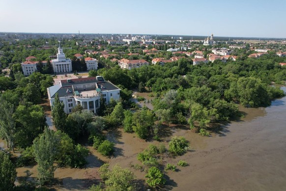 Die geflutete Stadt Nowa Kachowka.