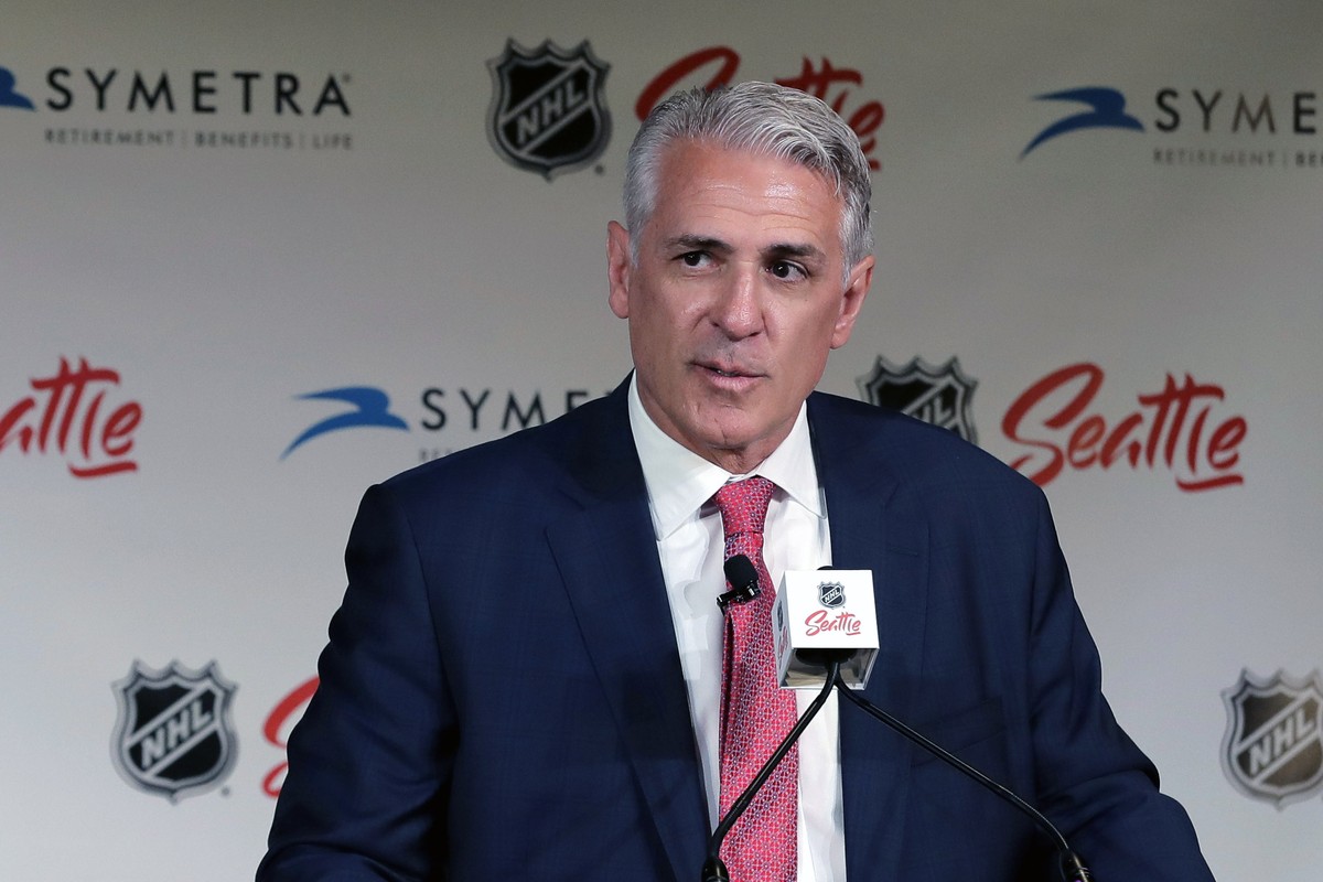 FILE - In this July 18, 2019, file photo, Ron Francis talks to reporters in Seattle, after he was introduced as the first general manager for Seattle's yet-to-be-named NHL expansion team. Scouts  ...