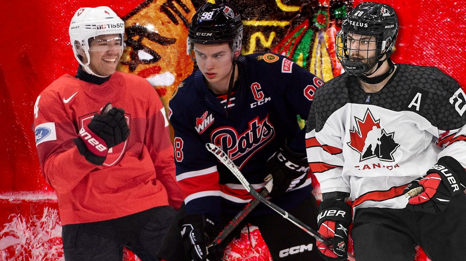 NHL-Draft 2023: Der Schweizer Rodwin Dionicio und die Top-Prospects Connor Bedard und Adam Fantilli.