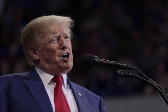 Former President Donald Trump speaks at a rally in Wilkes-Barre, Pa., Saturday, Sept. 3, 2022. (AP Photo/Mary Altaffer)