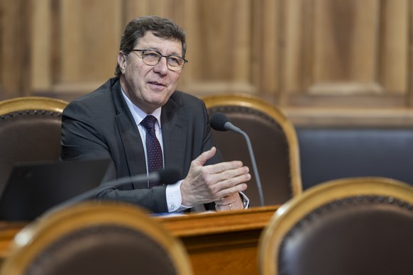 Mauro Poggia, MCG-GE, begruendet seinen Vorstoss an der Fruehjahrssession der Eidgenoessischen Raete, am Donnerstag, 6. Maerz 2025 im Staenderat in Bern. (KEYSTONE/Alessandro della Valle)