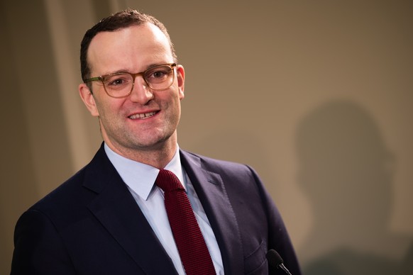 epa07144555 German Minister of Health Jens Spahn speaks during presentation of a programme &#039;School meals according to DGE quality standards is possible in all schools&#039; in Berlin, Germany, 06 ...