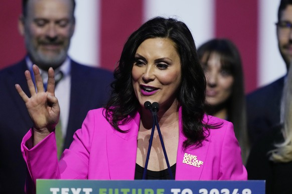 Michigan Democratic Gov. Gretchen Whitmer speaks during Election Night, Tuesday, Nov. 8, 2022 in Detroit. (AP Photo/Carlos Osorio)
Gretchen Whitmer