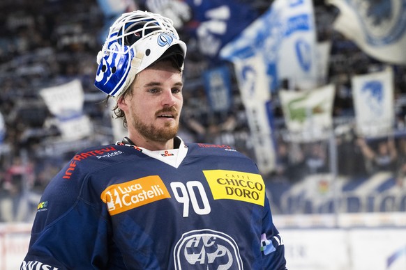 Goalie Gilles Senn (HCAP), during the regular season of National League A (NLA) Swiss Championship 2024/25 between HC Ambri Piotta and EHC Kloten at the ice stadium Gottardo Arena, Switzerland, Saturd ...