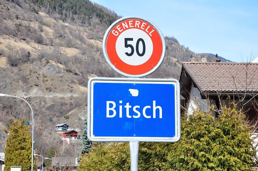 &nbsp;Das Ortsschild der Gemeinde Bitsch im Oberwallis.&nbsp;