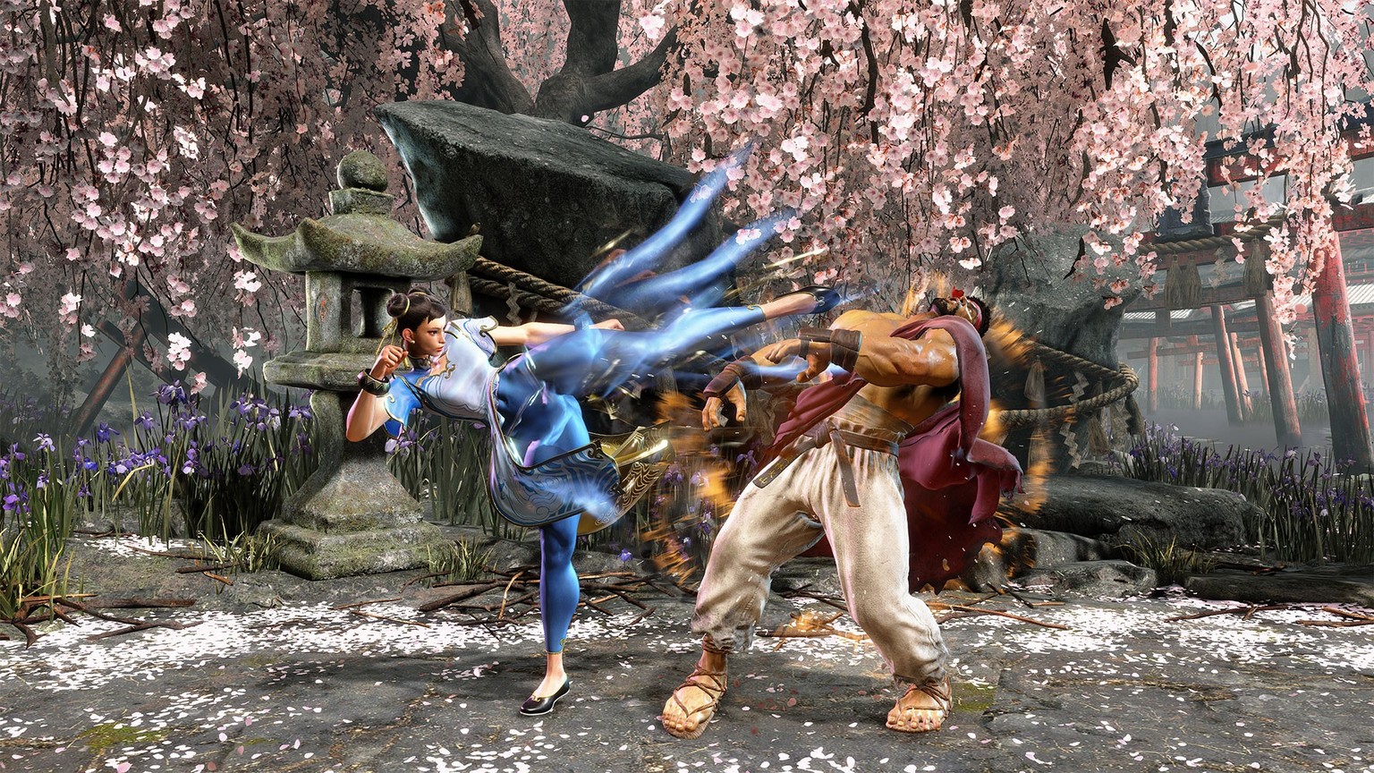 Chun-Li und Ryu geben sich wie immer ordentlich aufs Maul.