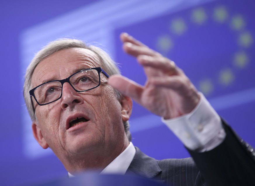 epa04477309 European Commission President Jean-Claude Juncker speaks at a press conference at the end of the first European Commission College meeting under his presidency at the EU Commission headqua ...