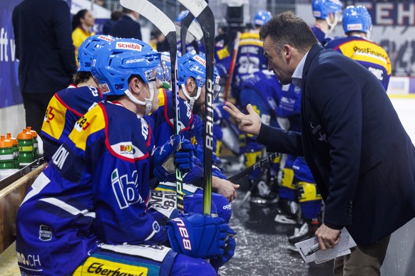 $ for $ During the National League ice hockey championship match between EHC Kloten and Fribourg-Gotteron on Saturday, February 3, 2024, in Kloten, EHC Kloten head coach Stefan Mayer with...
