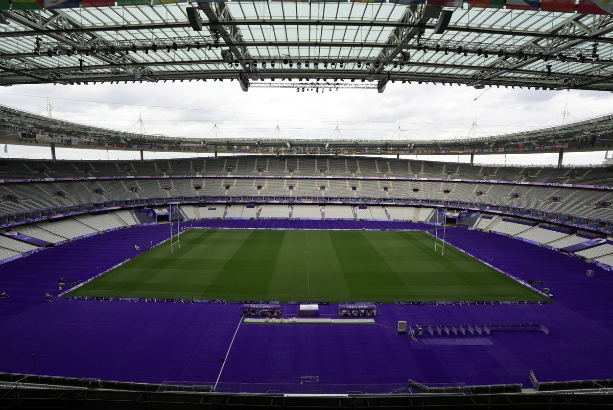 Olympics: Paris City Views Jul 22, 2024, Saint-Denis France; A general overall view of the rugby field at Stade de France for the 2024 Paris Olympics. , EDITORIAL USE ONLY PUBLICATIONxINxGERxSUIxAUTxO ...