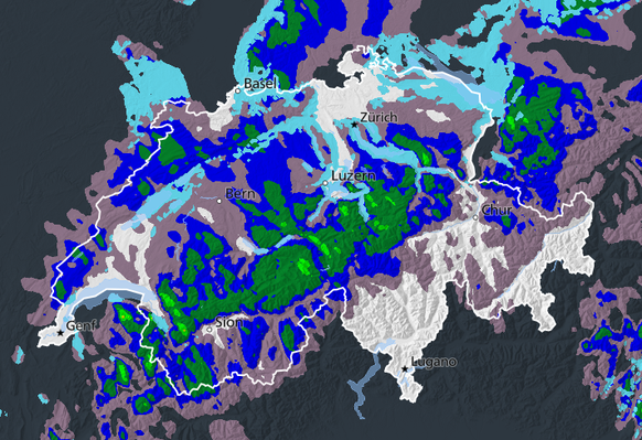 Hohe Niederschlagsmengen in beinahe der gesamten Schweiz in der Nacht auf den Donnerstag.