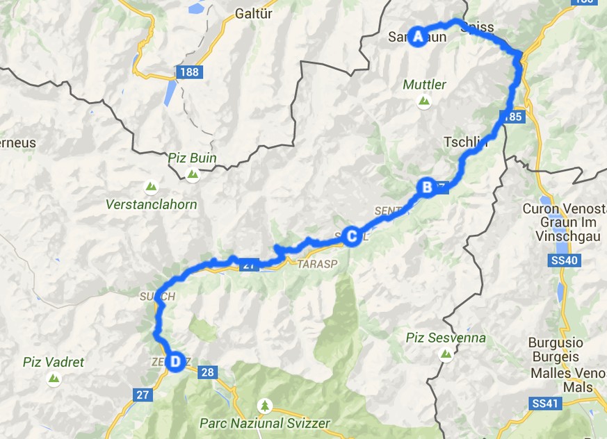 Die erste Etappe von Samnaun nach Zernez.&nbsp;Hier gibt's das Livetracking!