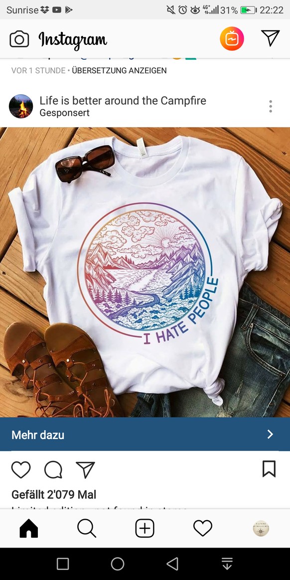 Keinen Bock auf andere Menschen? Dann kennst du diese 10 kleinen Freuden des Alleinseins
Dazu passt dadTshirt hier. Nur das es für mich vedeutet irgendwo in drr Wildniss zu srin und eh kein odef fast  ...