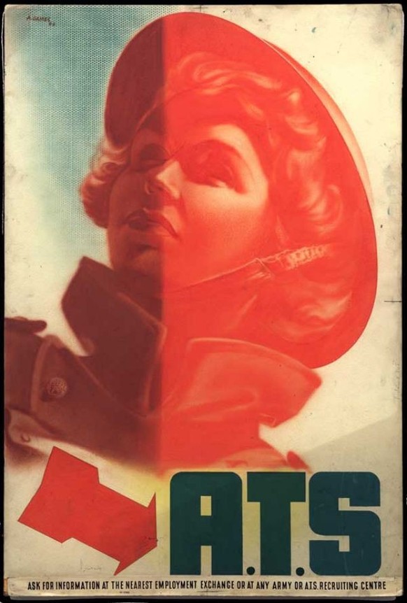 Dieses Rekrutierungsplakat der Streitkräfte: ein Mädchen in Uniform des Auxiliary Territorial Service (ATS)