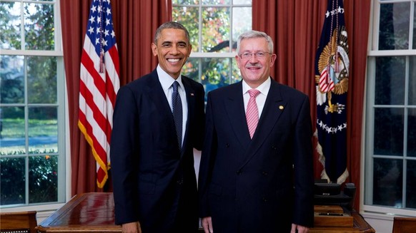 Martin Dahinden zum Amtsantritt 2014 bei Barack Obama im Oval Office.