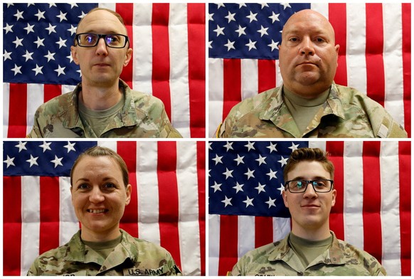 A combination image of undated photos shows U.S. Army Reserve Captain Cody A. Khork, 35, of Winter Haven, Florida, U.S. Army Reserve Sgt. 1st Class Noah Tietjens, 42, of Bellevue, Nebraska, U.S. Army  ...