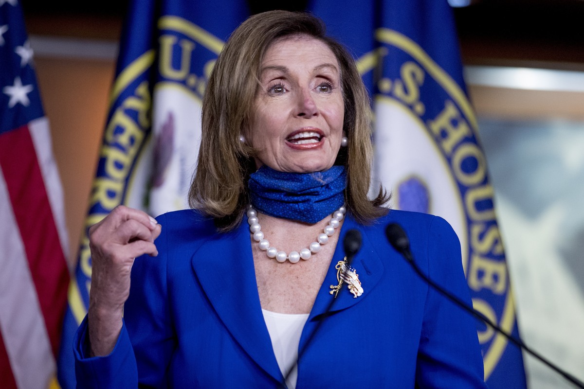 FILE - In this July 29, 2020, file photo House Speaker Nancy Pelosi of Calif. speaks at a press conference on Capitol Hill in Washington. This election year's battle for control of the House is o ...