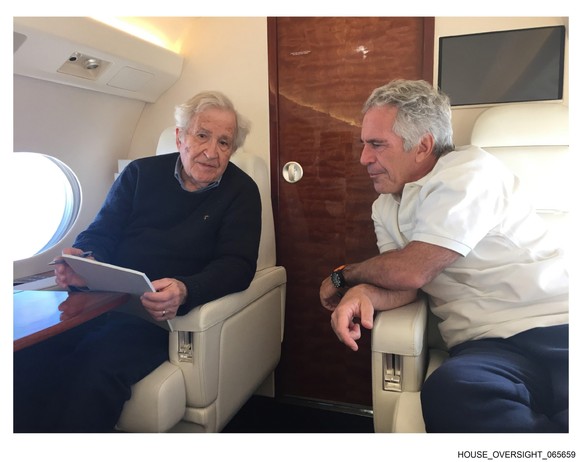 This undated photo released by Democrats on the House Oversight Committee Thursday, Dec. 18, 2025, shows Jeffrey Epstein talking with Noam Chomsky. (House Oversight Committee via AP)
Trump Epstein Con ...
