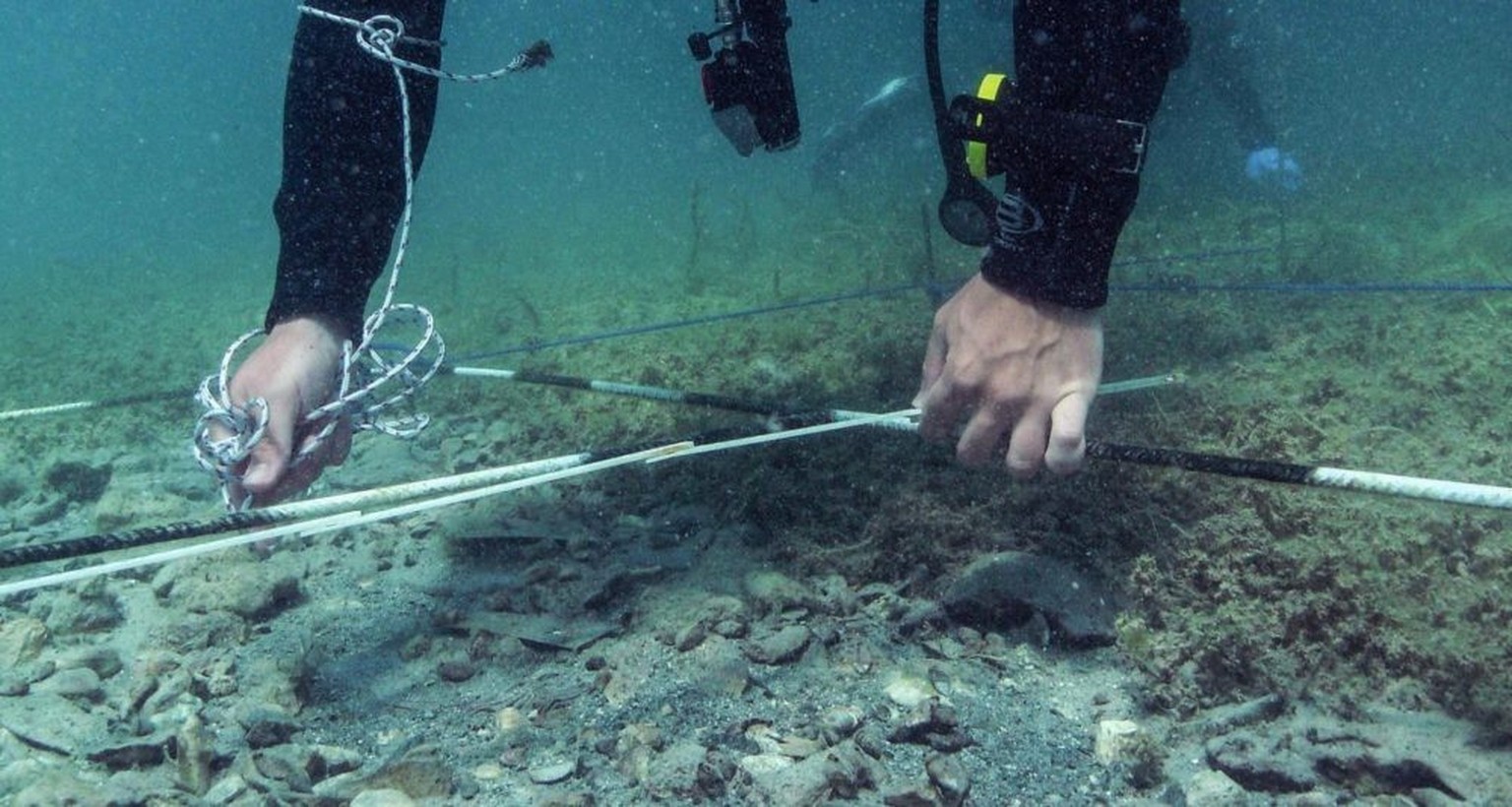 Unterwasserausgrabungen im Ohridsees.