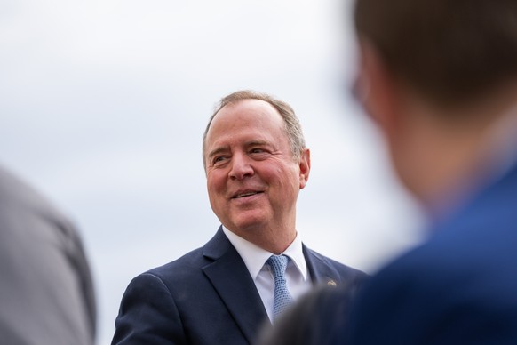 Sen. Adam Schiff, D-Calif., speaks at an event marking the installation of a plaque commemorating Jan. 6 at the U.S. Capitol on Wednesday, March 25, 2026, in Washington. (AP Photo/Allison Robbert)
Con ...