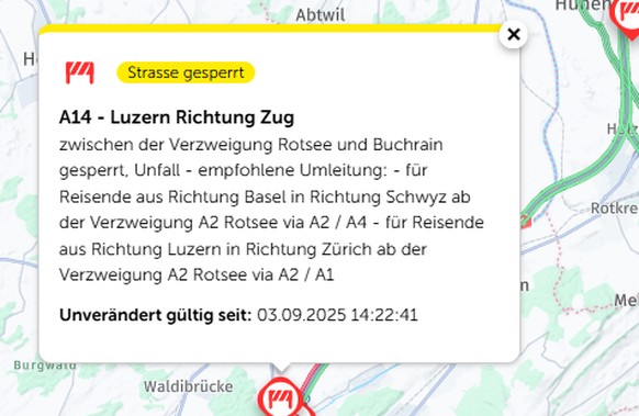 Unfall A14 Ebikon TCS