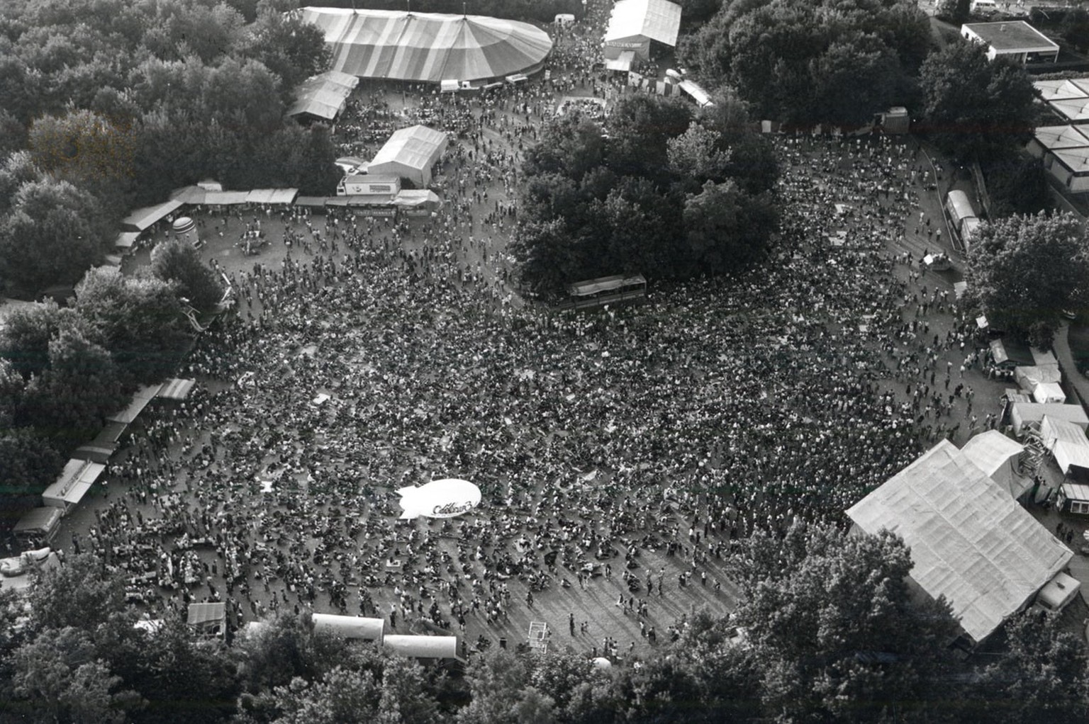 Undatiertes Foto des Paléo Festivals in Nyon, Sicht von oben