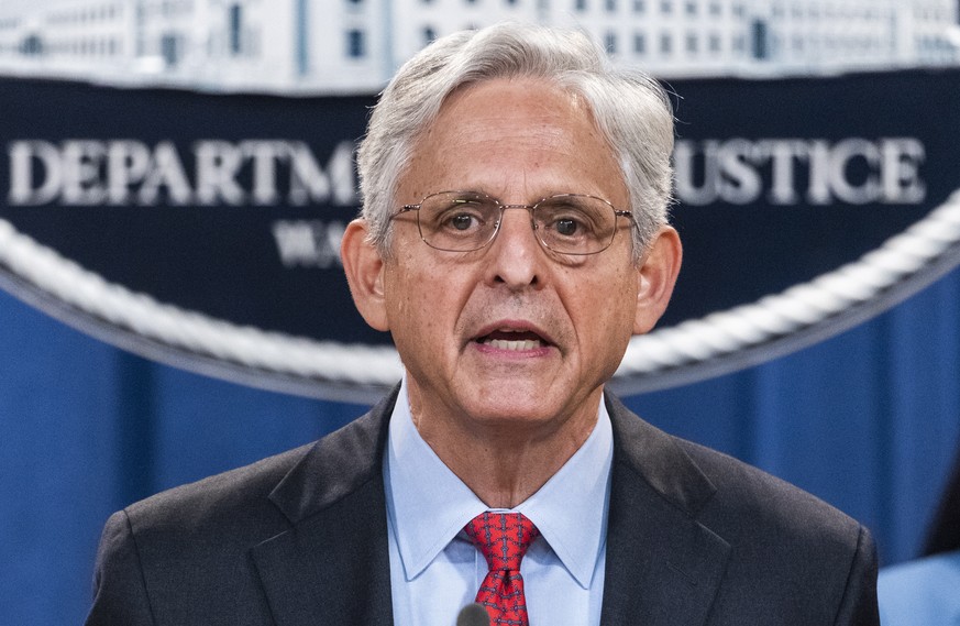 epa09458278 Attorney General Merrick Garland announces a lawsuit against Texas and its new abortion law, which is the most restrictive in the country, at the Department of Justice in Washington, DC, U ...