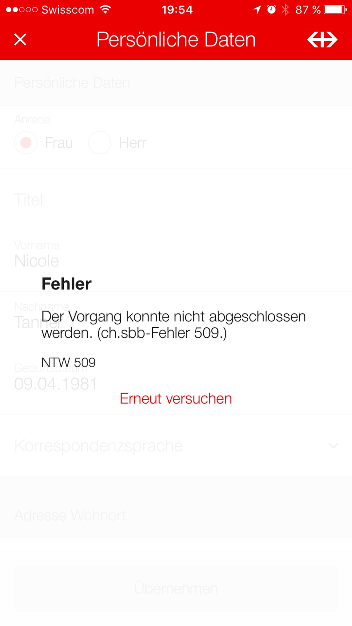 Wow, neue SBB-App wurde heute bereits drei Millionen Mal heruntergeladen
Ich würde ja gerne.... Doch kommt immer die Fehlermeldung