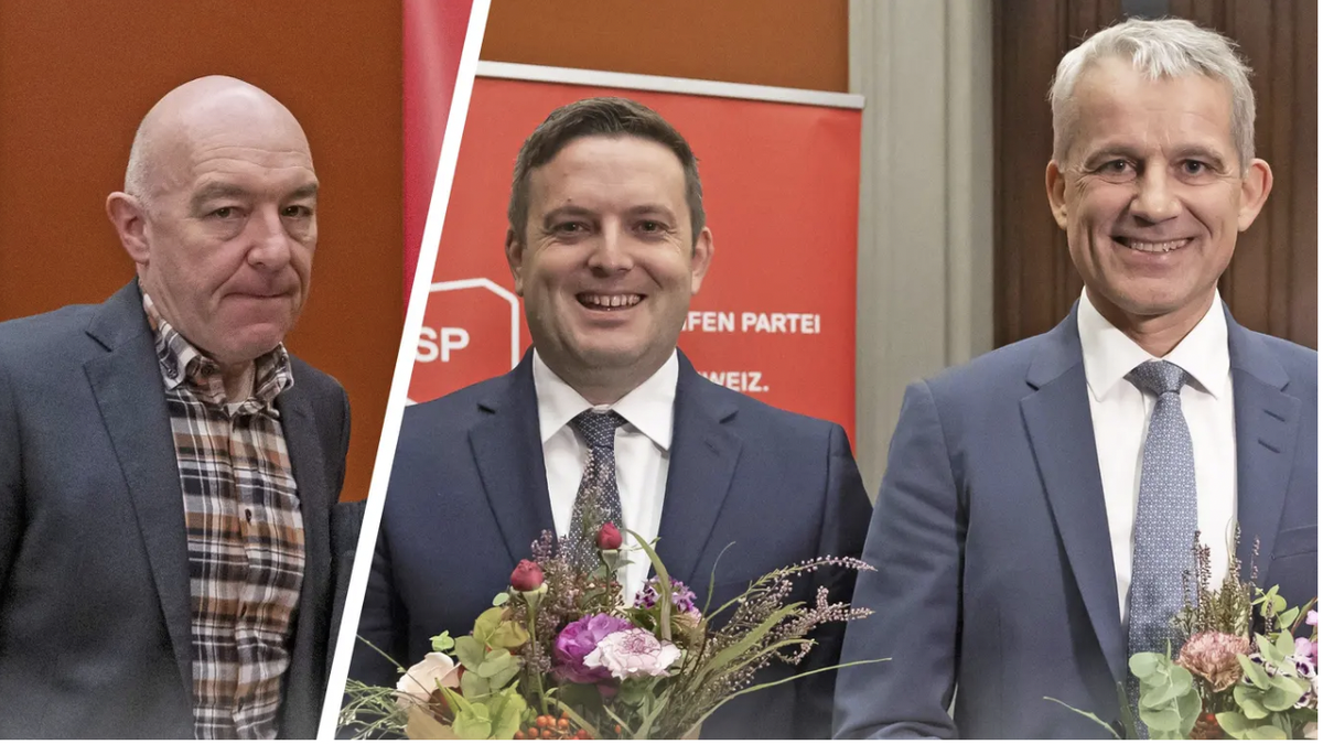 Daniel Jositsch (à gauche) a été laissé pour compte dans le groupe parlementaire SP, Jon Pult et Beat Jans (à droite) ont été nommés candidats au Conseil fédéral.