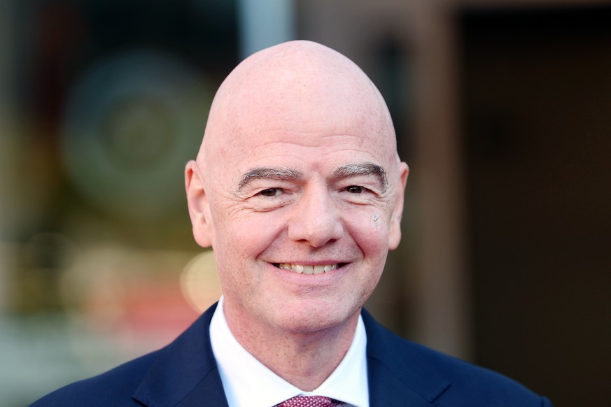 epa13268938 FIFA President Gianni Infantino looks on during the opening of new offices at the Latvian Football Association in Riga, Latvia, 28 September 2026. During his visit to Latvia, Gianni Infant ...
