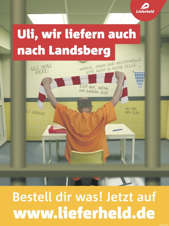 Der deutsche Lieferservice «Lieferheld» hat in der Bild-Zeitung eine Reklame auf Kosten von Uli Hoeness veröffentlicht. Mit der Kampagne&nbsp;«Uli, wir liefern auch nach Landsberg» schicken die Essens ...