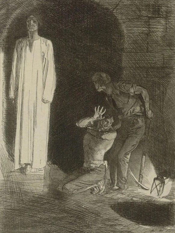 Oft wurden Schätze von Geistern bewacht. So auf jeden Fall wurde es im 18. Jahrhundert erzählt. Druckgrafik von Rudolf Jettmar, 1905.
https://sammlungenonline.albertina.at/?query=search=/record/object ...