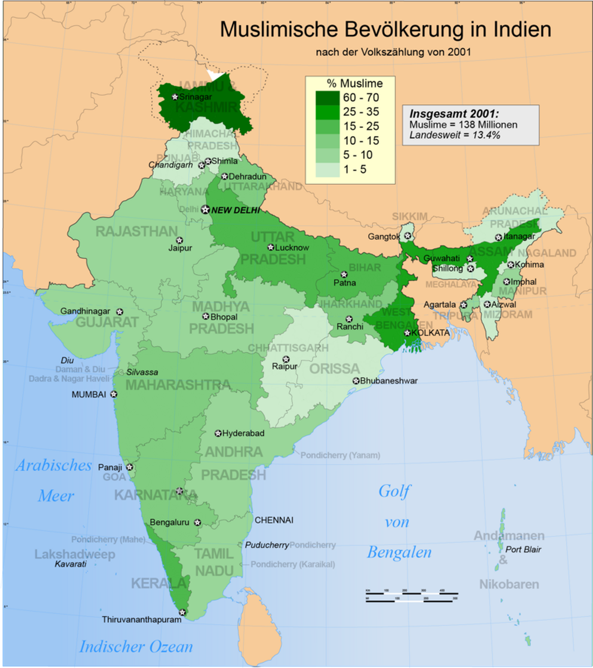 Verbreitung des Islam in Indien nach der Volkszählung 2001
https://commons.wikimedia.org/w/index.php?curid=35192114
