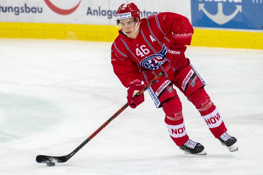 Rapperswils Dominik Egli waehrend einem Vorbereitungsspiel der National League zwischen den SCL Tigers und den Rapperswil-Jona Lakers, am Samstag 26. September 2020, im Ilfisstadion in Langnau. (KEYST ...