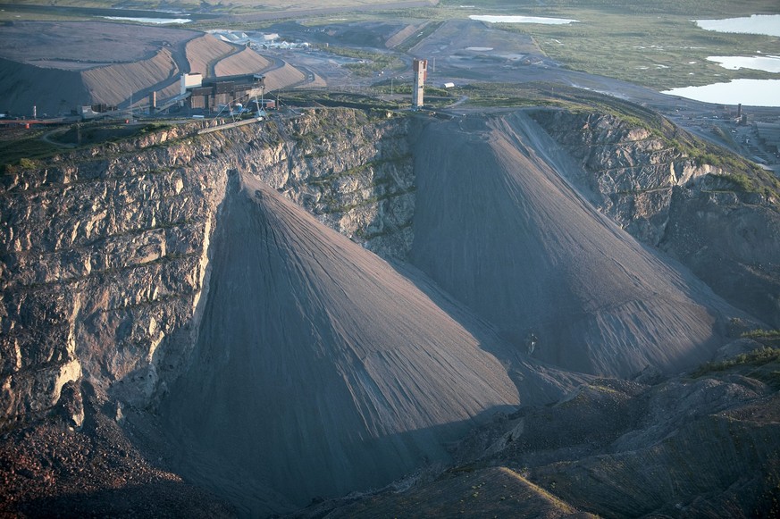 Iron mining, aerial view. Kirunavarra. Kiruna. Lappland. Sweden