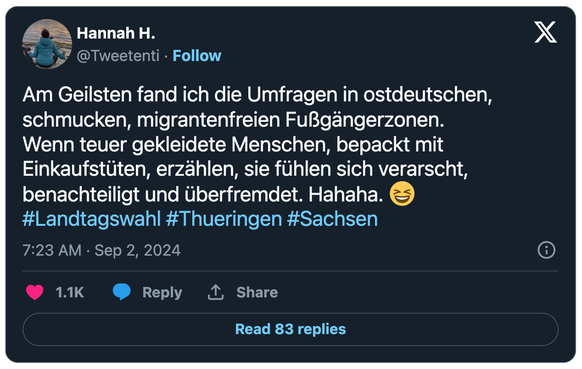 Tweet zu Wahlen in Deutschland.