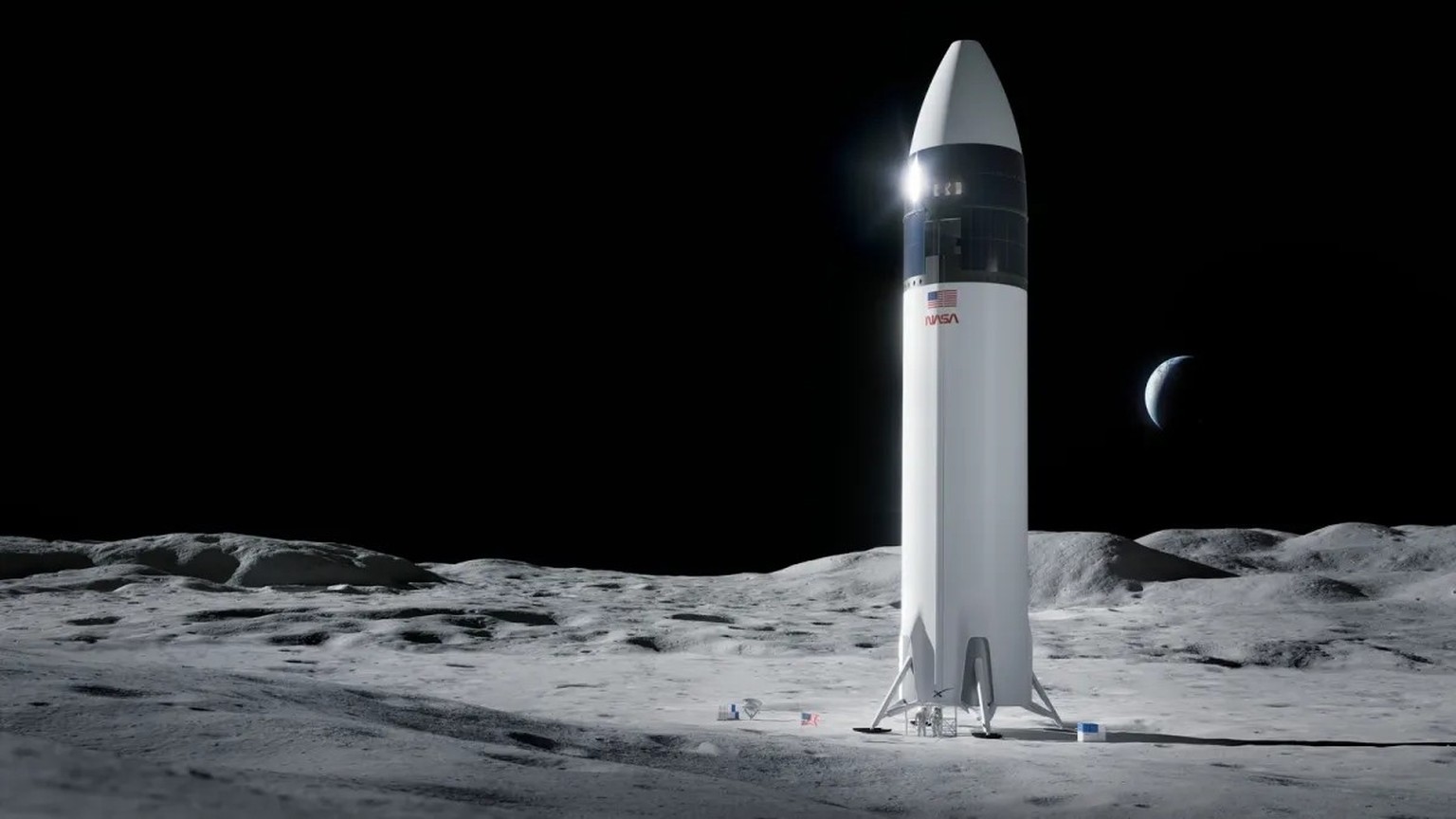 Illustration eines Starships auf dem Mond.