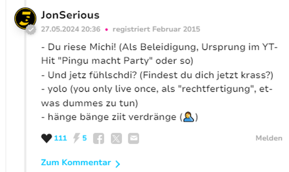 Lustige Userinputs zum Jugend Jargon