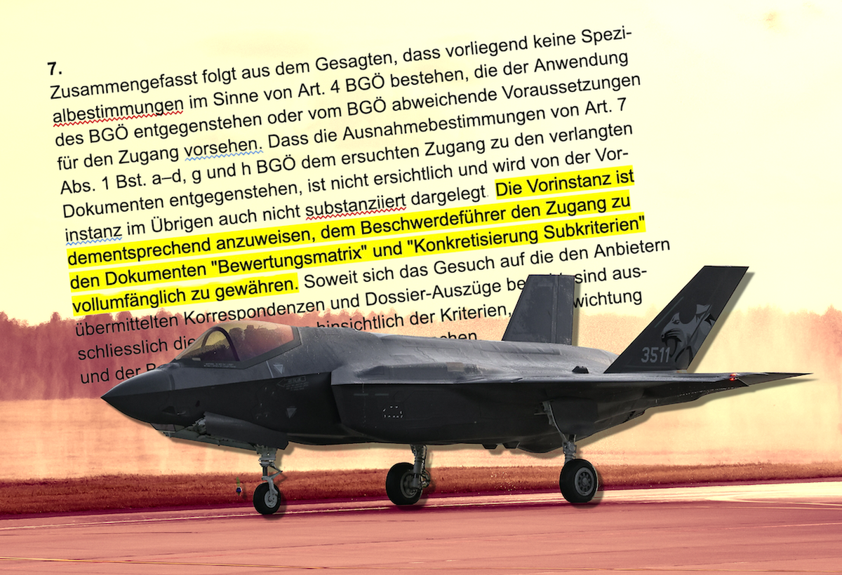 F-35: Armasuisse contre un journaliste, décision du Tribunal administratif fédéral.