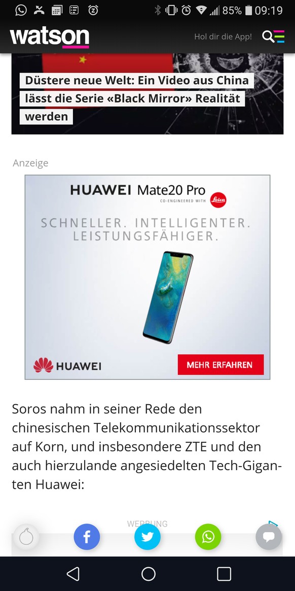 «Inakzeptables Sicherheitsrisiko» – George Soros attackiert Huawei am WEF
Super Werbeplatzierung😂😂