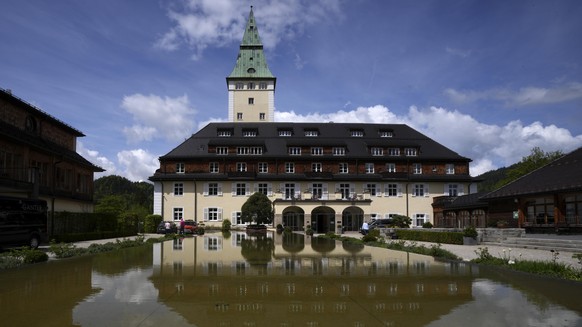 Clouds hang over Hotel castle Elmau in Kruen near Garmisch-Partenkirchen, Germany, Tuesday, May 17, 2022. The G7 summit will be held in June 2022. (AP Photo/Matthias Schrader)