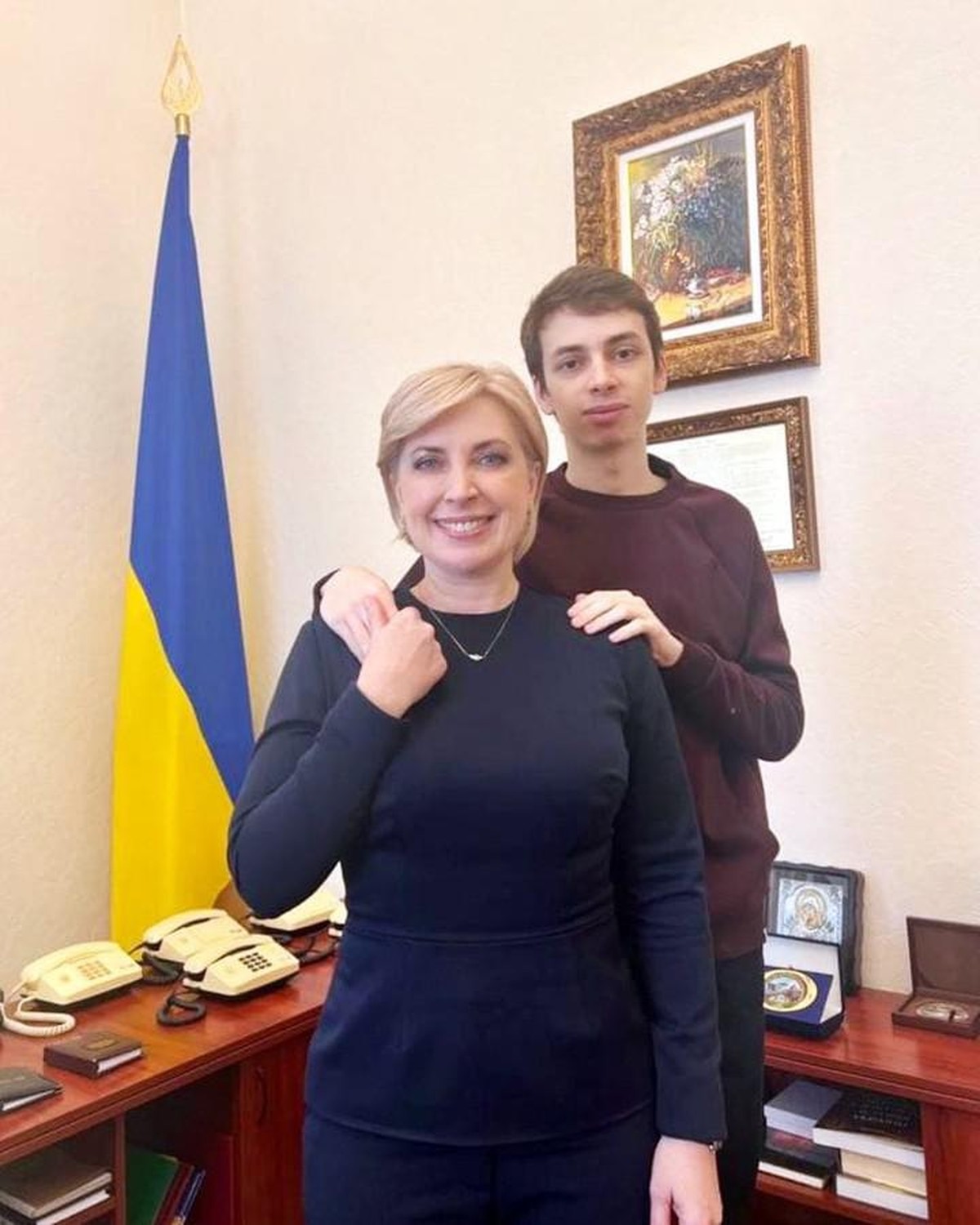 Avec son fils, Oleg, le 17 février 2022.