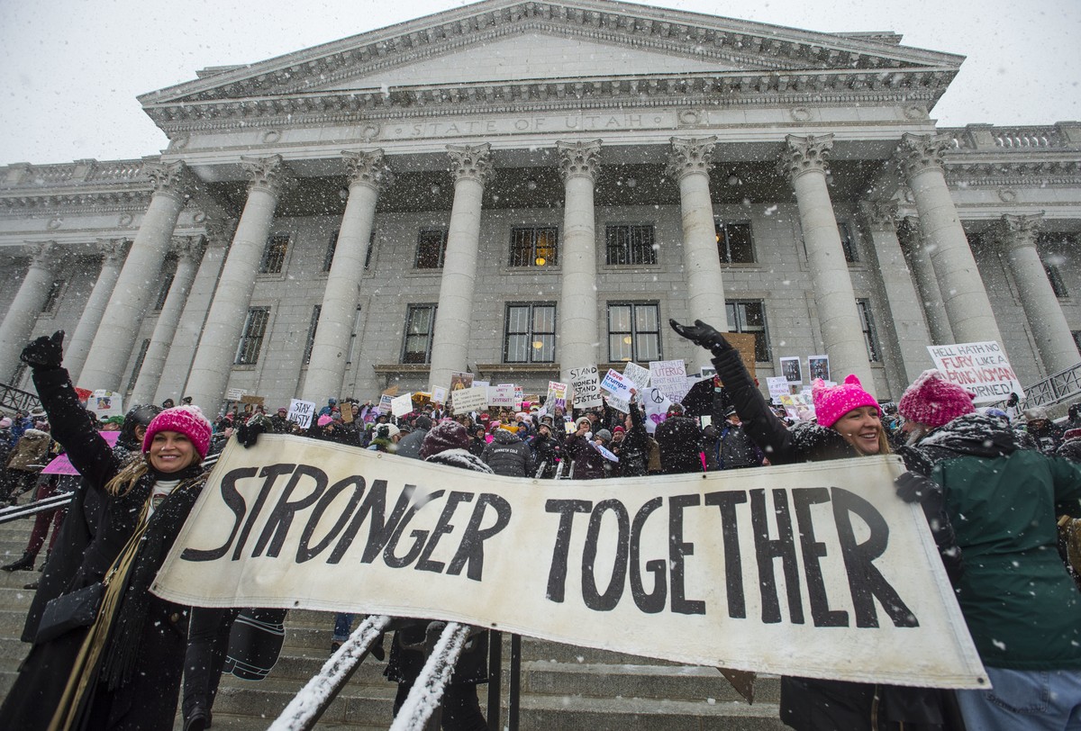 FILE - In this Monday, Jan. 23, 2017 file photo, thousands attend a women's march on the Capitol in Salt Lake City. The array of massive women's marches in January 2017, primarily a backlash ...