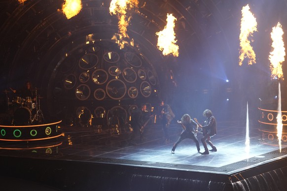 Intelligent Music Project from Bulgaria singing Intention performs during rehearsals at the Eurovision Song Contest in Turin, Italy, Monday, May 9, 2022. (AP Photo/Luca Bruno)