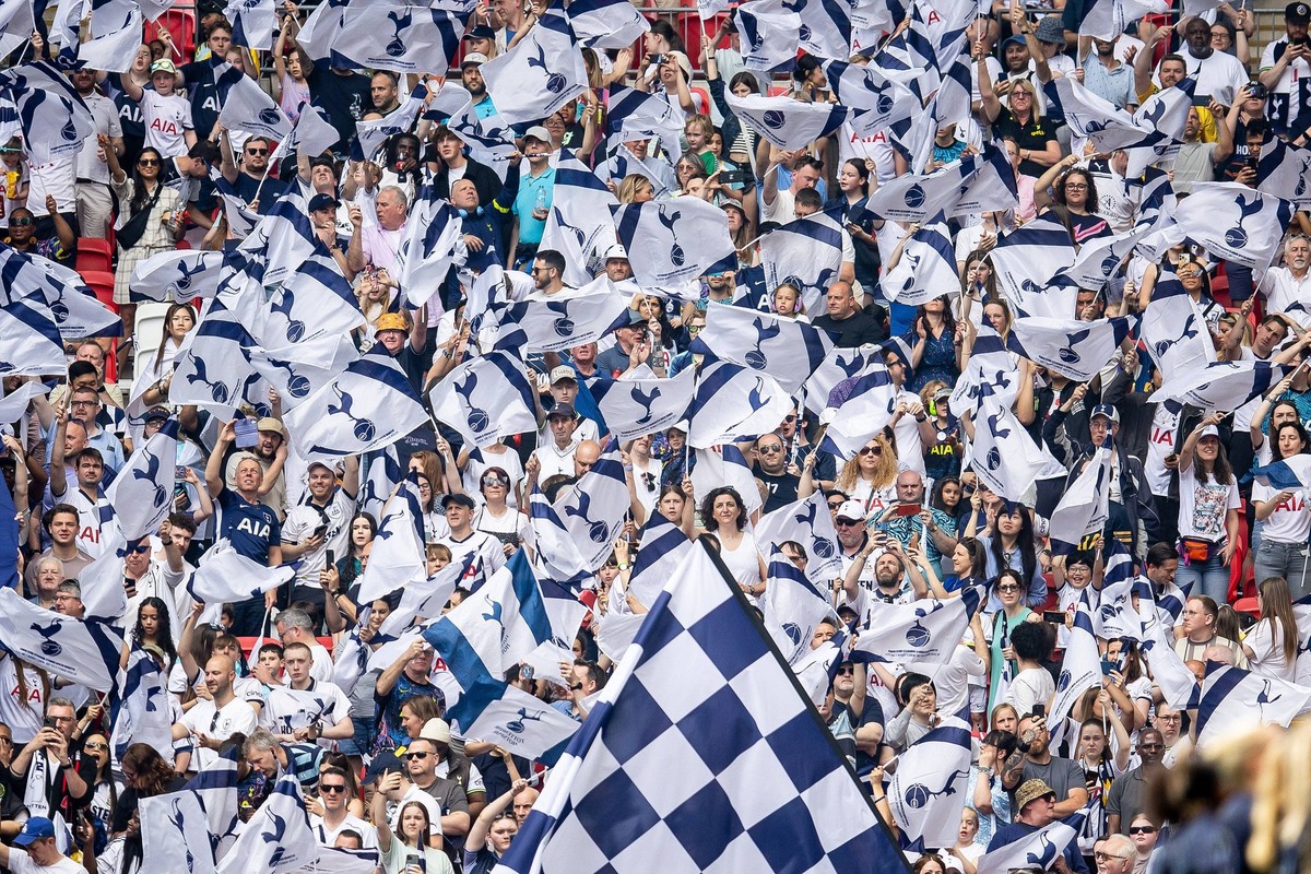 Tottenham Hotspur Women v Manchester United, ManU Women Women s FA Cup 12/05/2024. Cup Final Spurs fans before the Women s FA Cup Final match between Tottenham Hotspur Women and Manchester United Wome ...