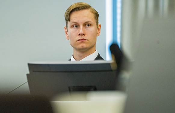 epa08478638 Defendant Philip Manshaus during his sentencing at Asker and B