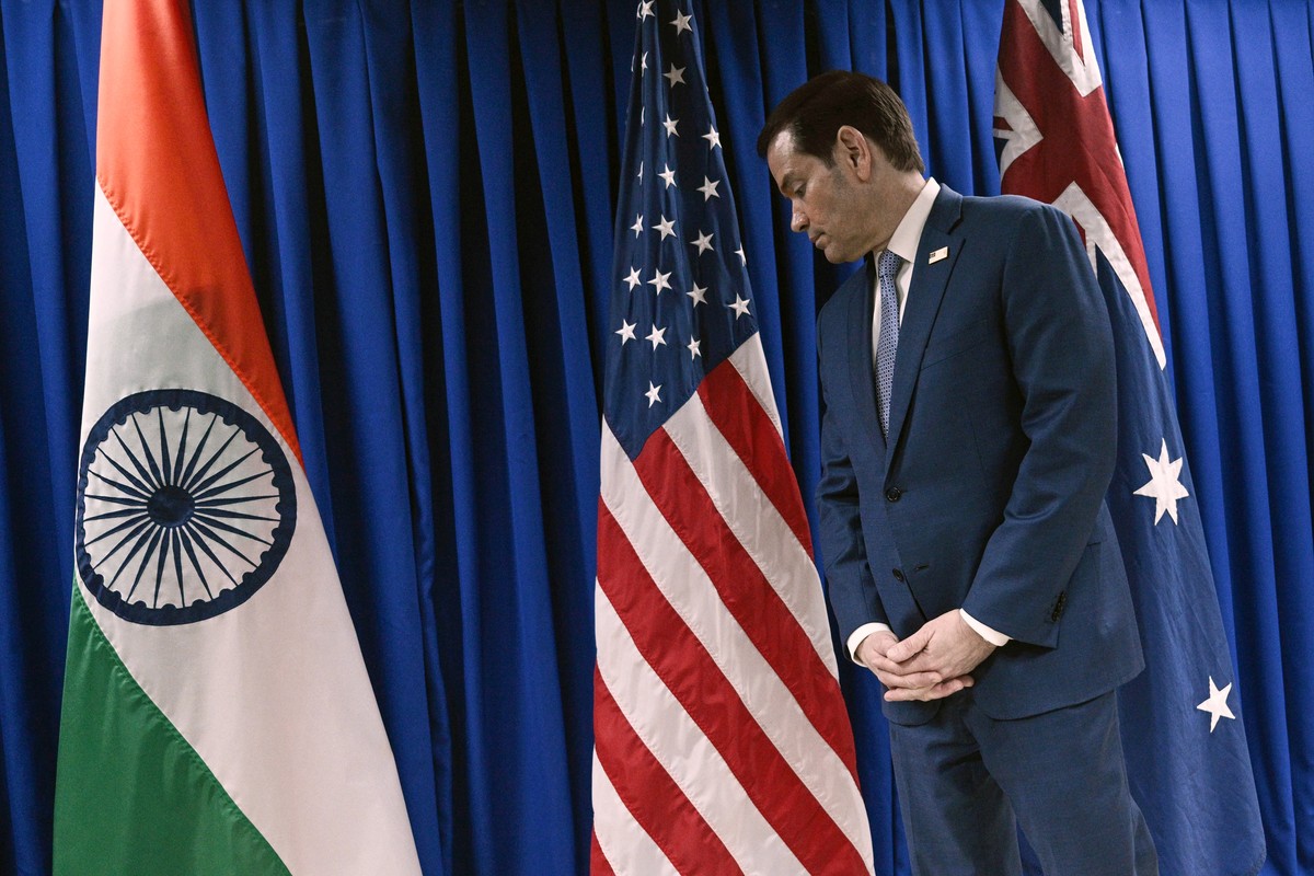 U.S. Secretary of State Marco Rubio waits to greet his counterpart from Japan, India and Australia, on the sidelines of the Association of Southeast Asian Nations (ASEAN) Foreign Ministers' Meeti ...