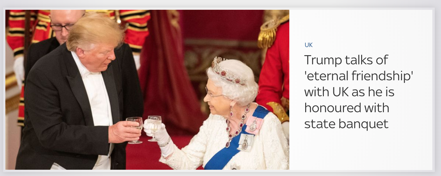 «Trump spricht über ewige Freundschaft mit England während er mit einem Staatsbankett geehrt wird.»