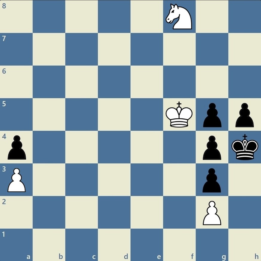Schachproblem WEiss zieht und setzt Schwarz in 2 Zügen matt. 1. Zug: ... a4