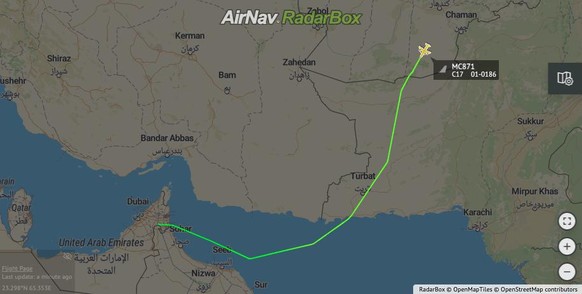 Die C-17 flog von Kabul nach Qatar.