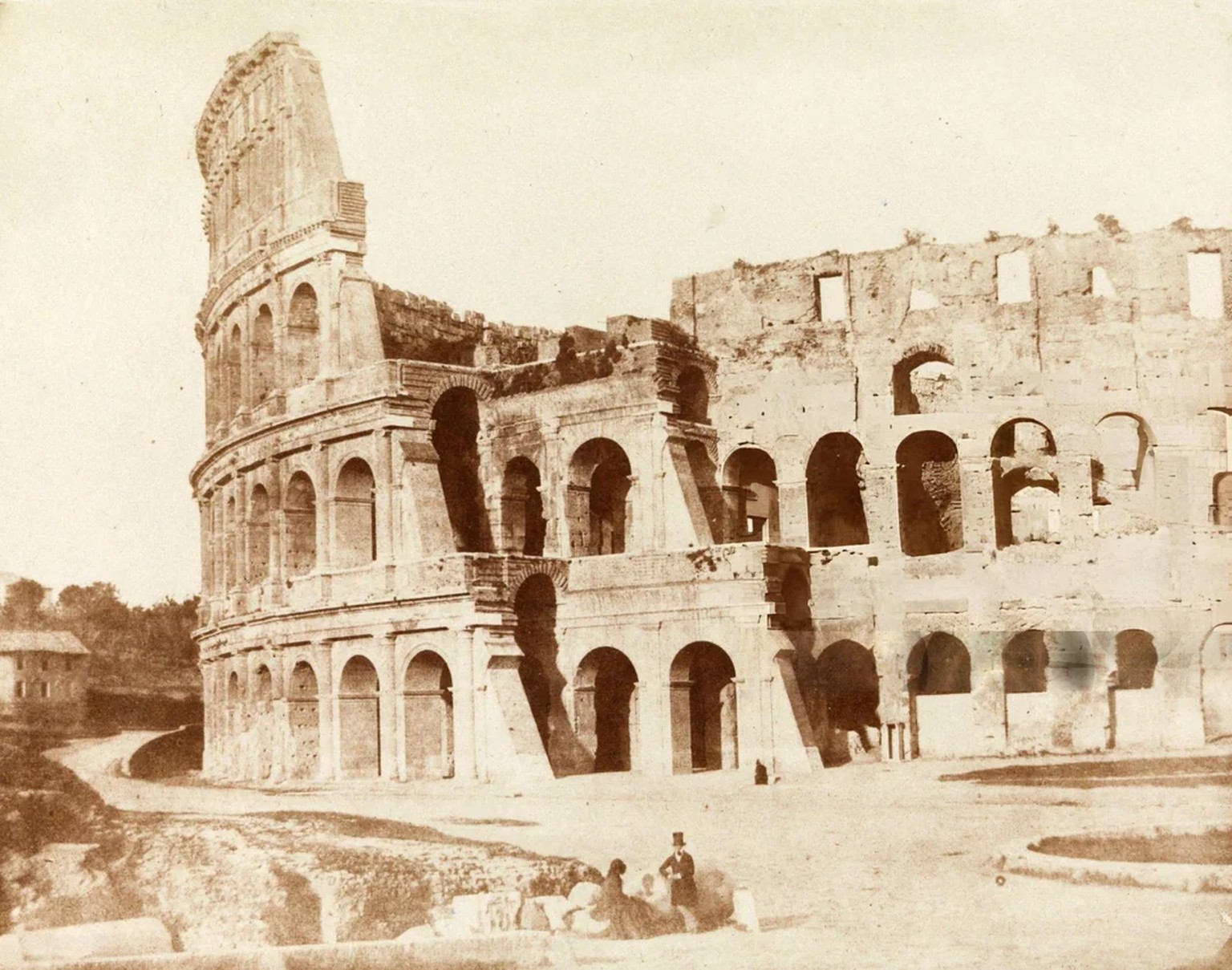 Photo of the Colosseum, attributed to Calvert Richard Jones (Rome, Papal States 1846) [2867x2259]